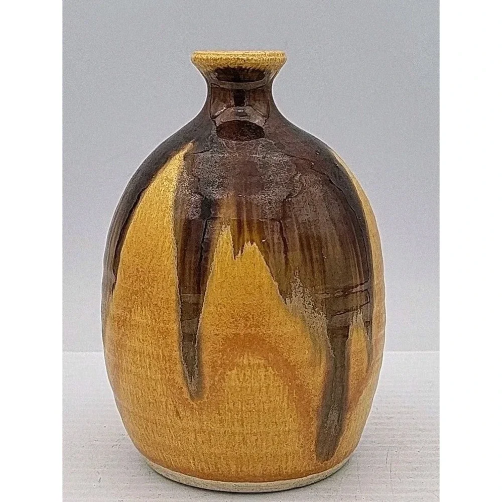 VTG Joe Gafford Signed Studio Pottery Handmade Drip Glazed 4.5